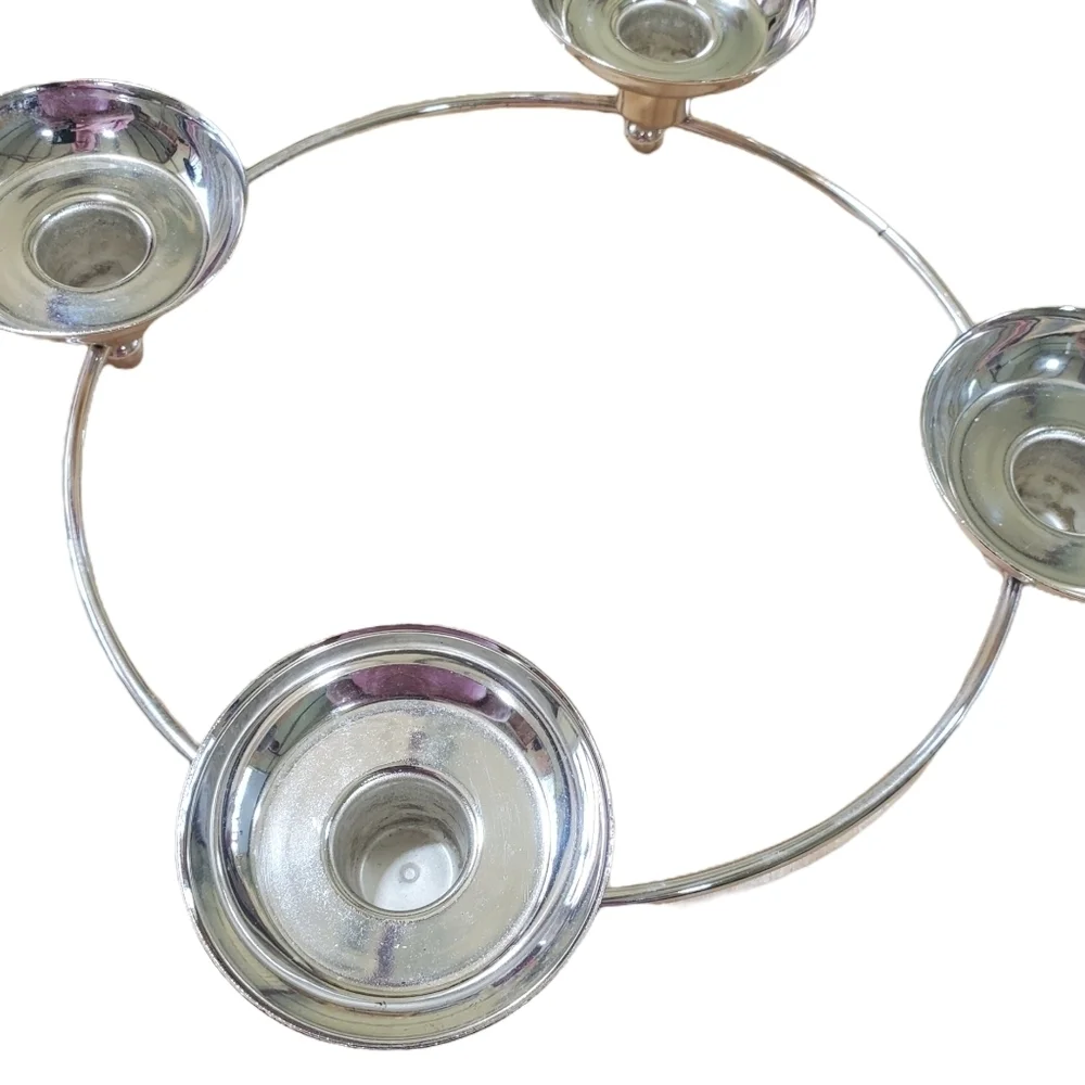 Partylite quartet candelabra silver circular pattern candle holder - Picture 3 of 9